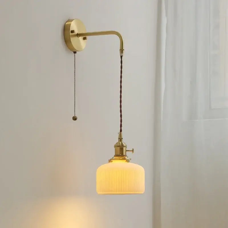 Modern brass and ceramic copper led wall lamp bedroom sconce