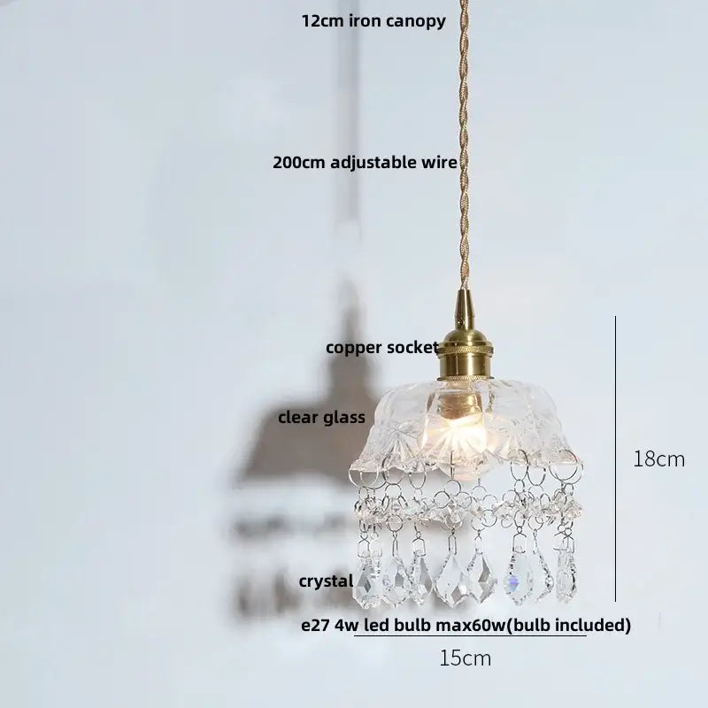Modern brass and clear glass led pendant lamp for dining room