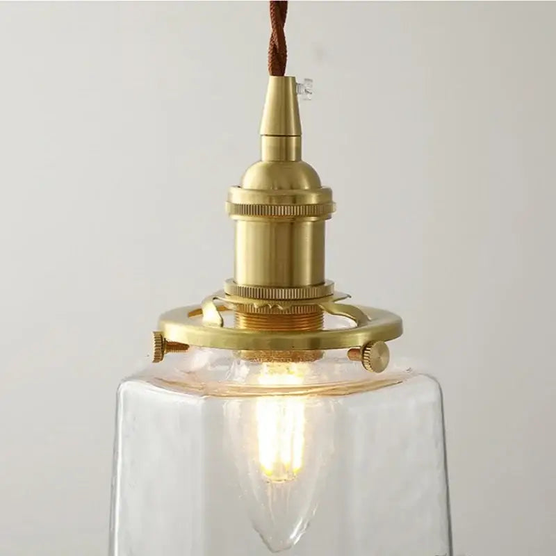 Modern brass and clear glass led pendant lamp for dining room