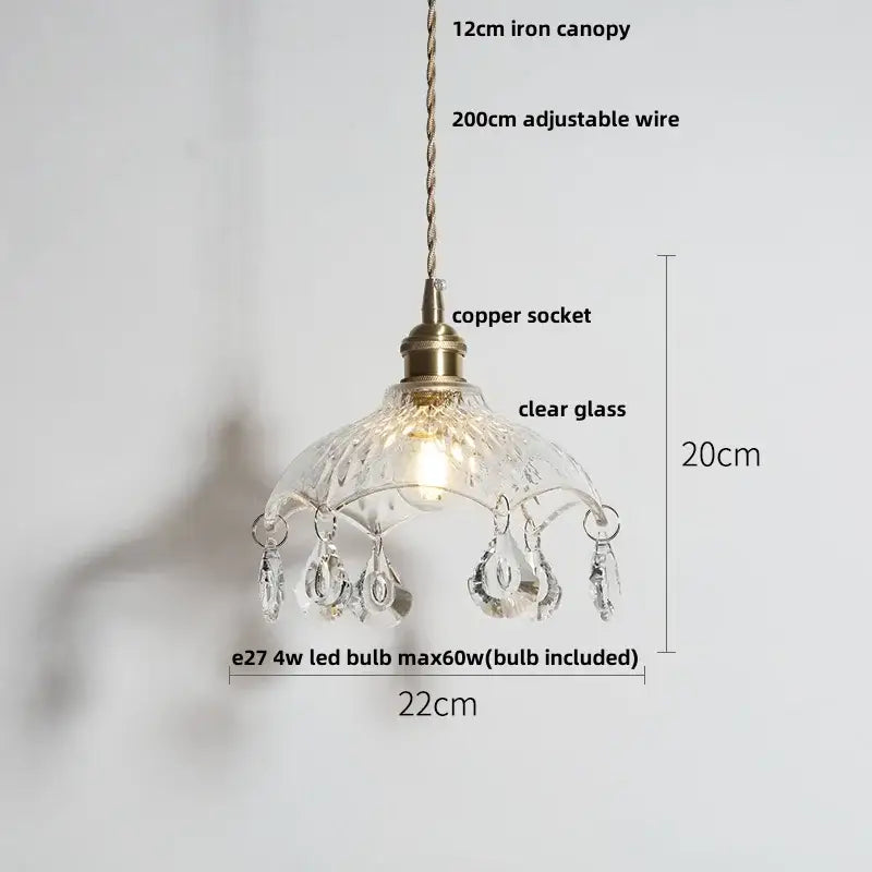 Modern brass and clear glass led pendant lamp for dining room