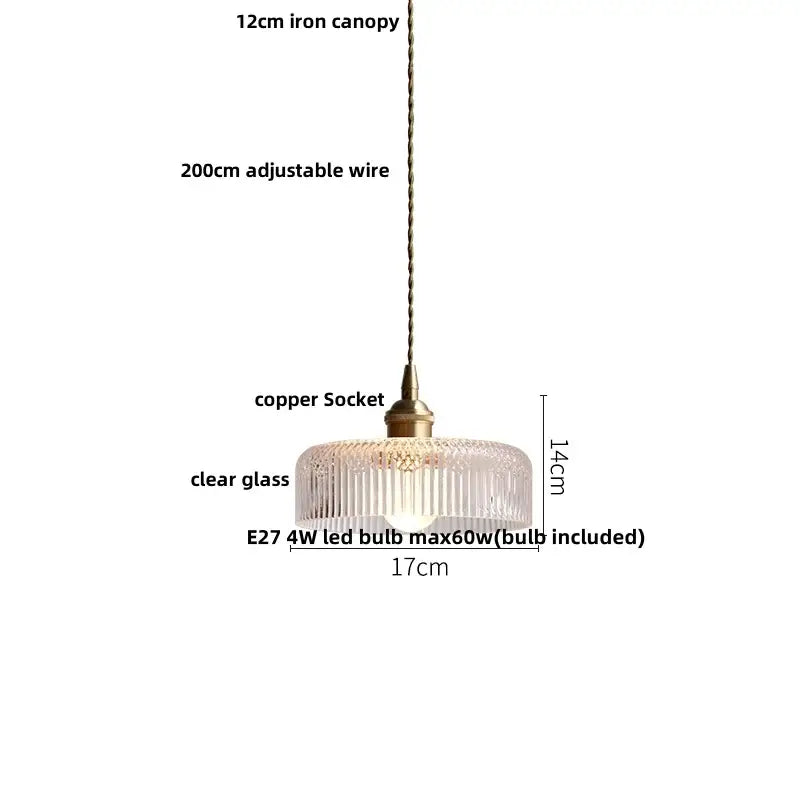Modern brass and clear glass led pendant lamp for dining room