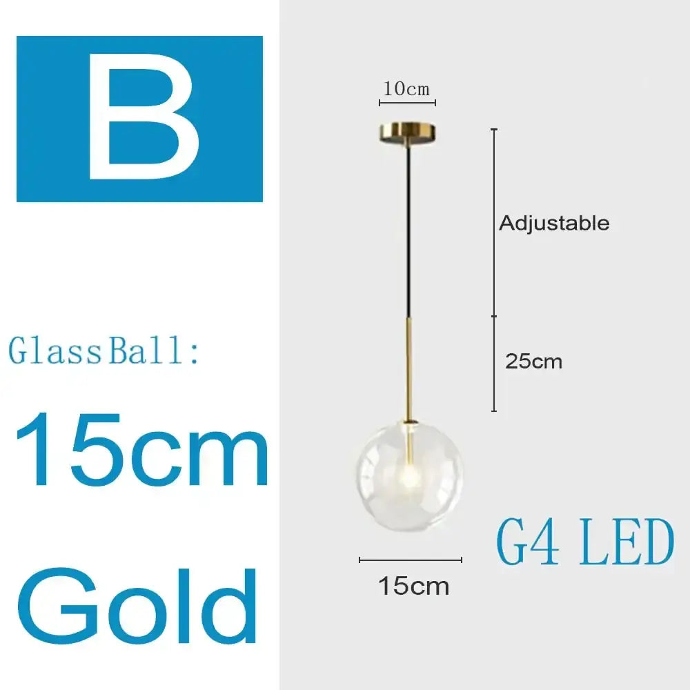 Modern brass and clear glass pendant light dining room globe chandelier