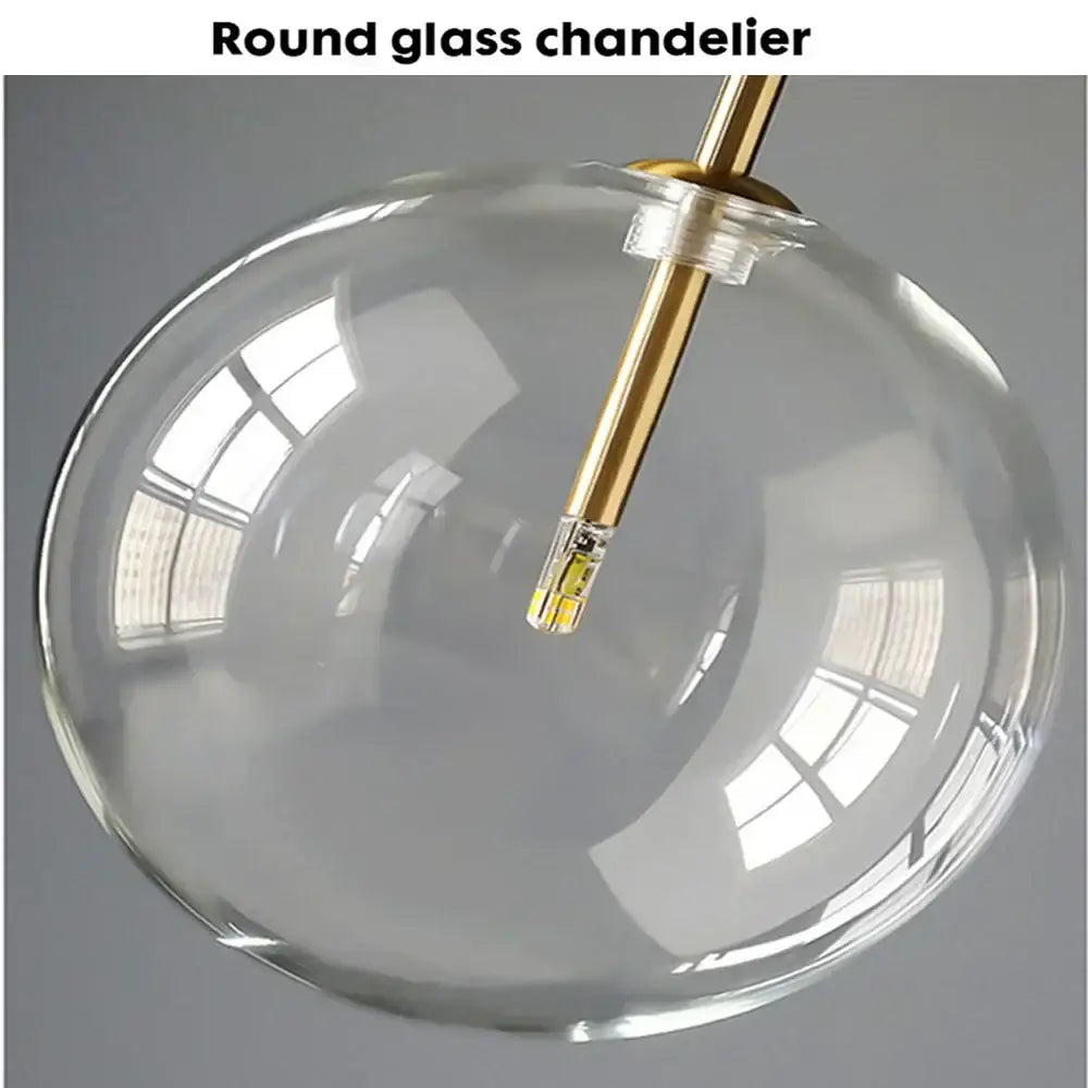Modern brass and clear glass pendant light dining room globe chandelier