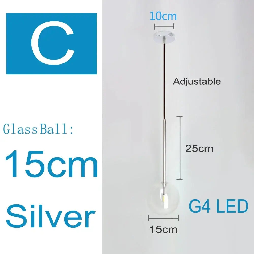 Modern brass and clear glass pendant light dining room globe chandelier