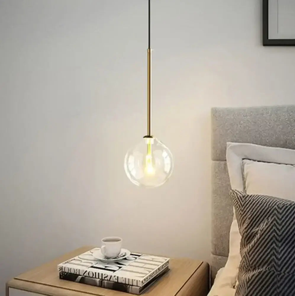 Modern brass and clear glass pendant light dining room globe chandelier