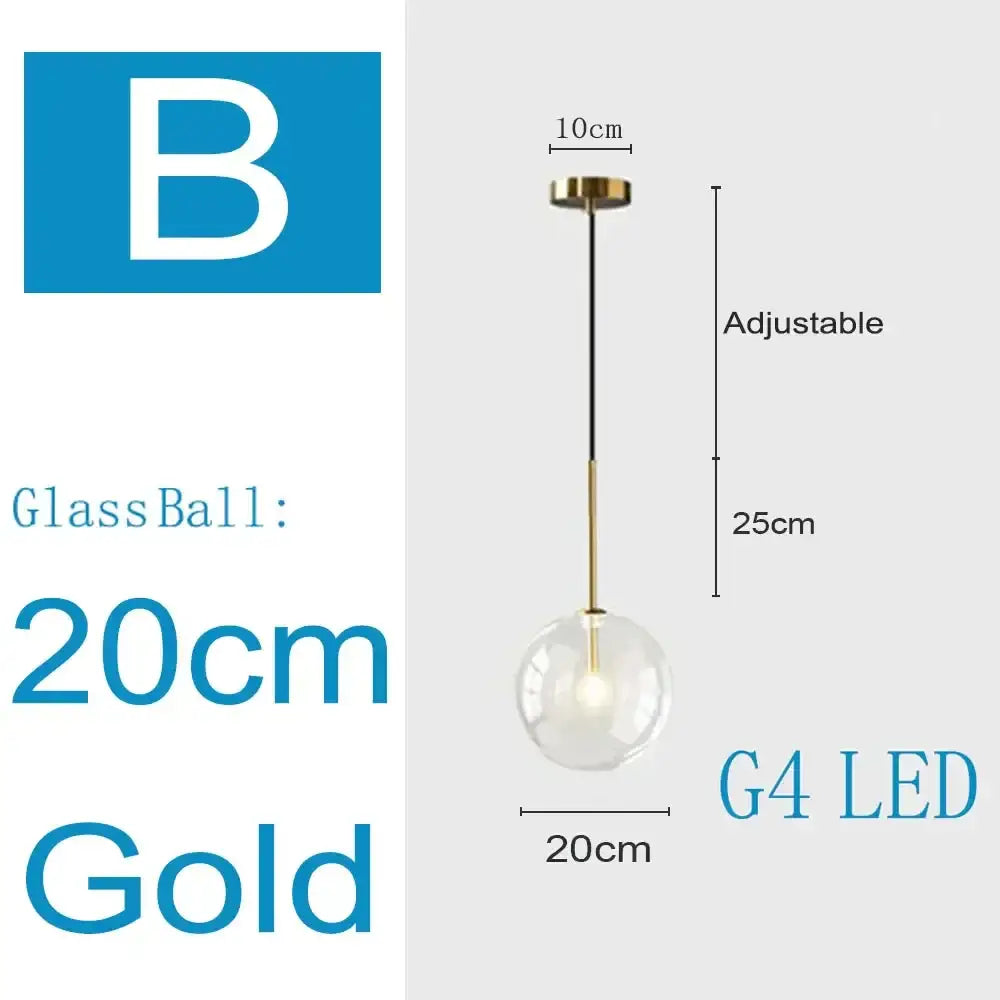 Modern brass and clear glass pendant light dining room globe chandelier