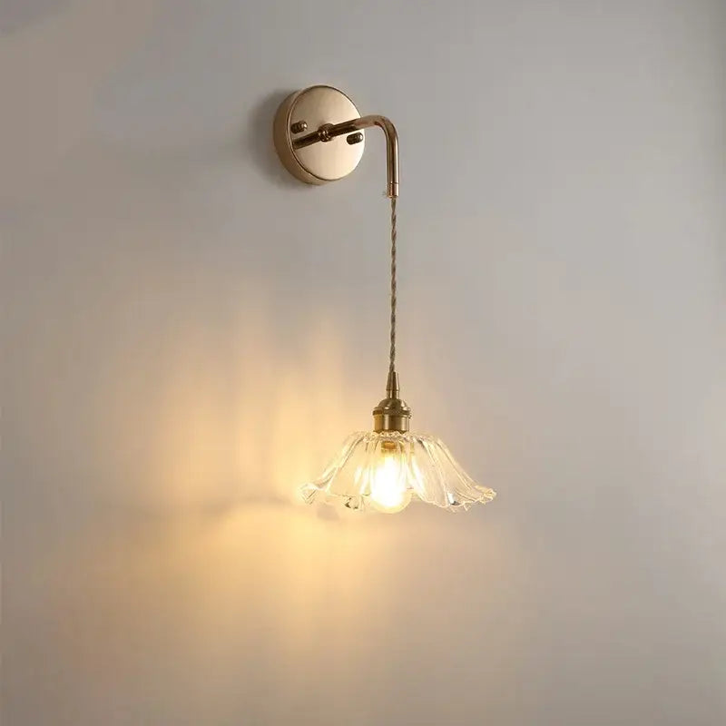 Modern brass and clear glass wall lamp bedroom crystal sconce