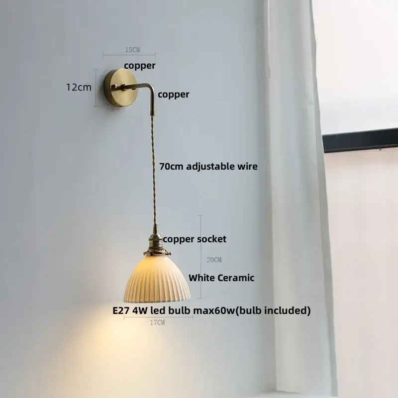 Modern brass and clear glass wall lamp bedroom crystal sconce