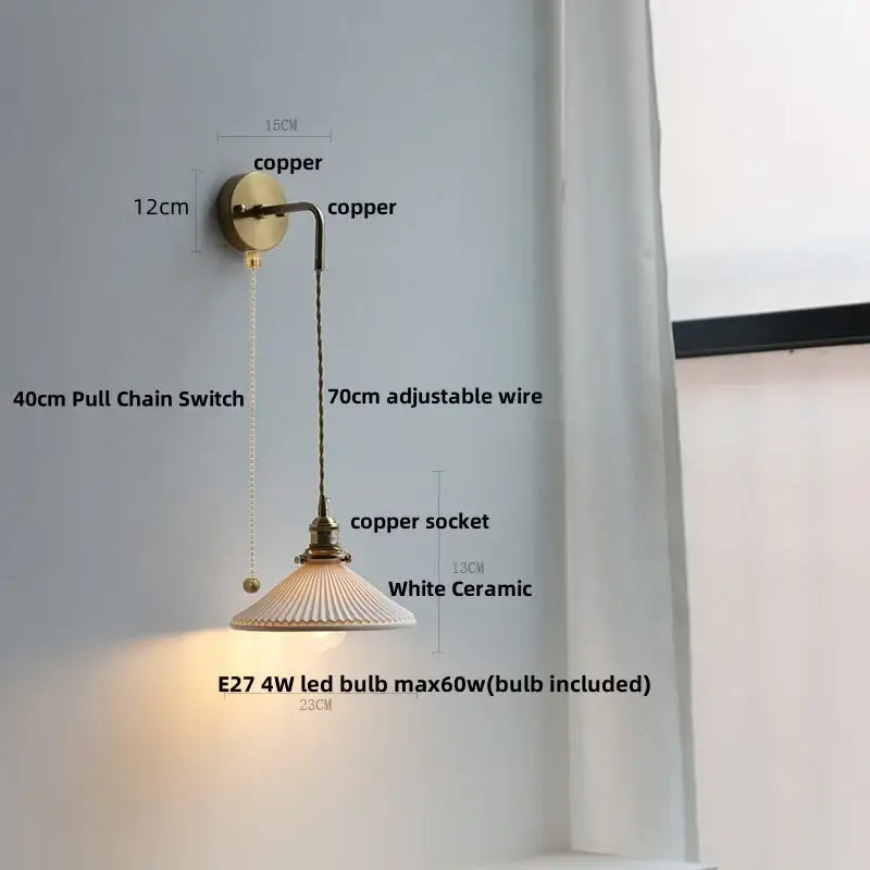 Modern brass and clear glass wall lamp bedroom crystal sconce