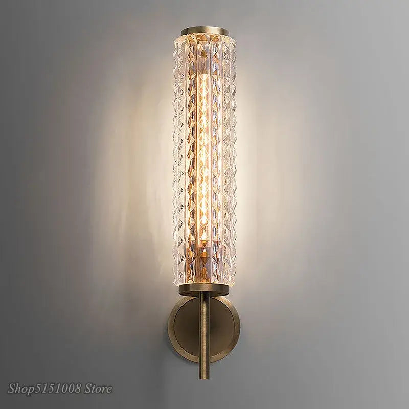 Modern brass and crystal copper wall sconce for living room lighting