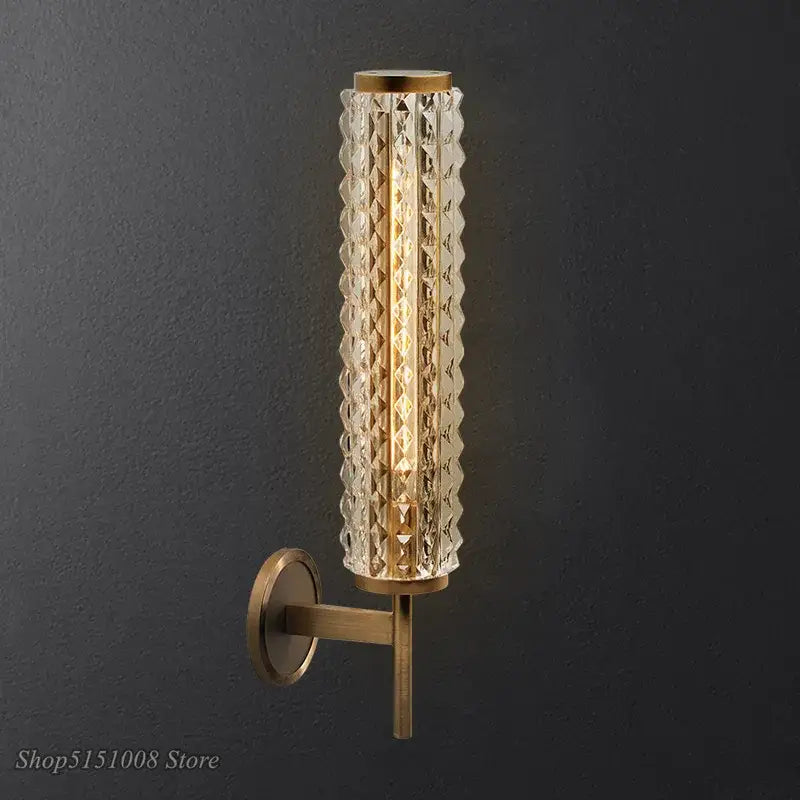 Modern brass and crystal copper wall sconce for living room lighting