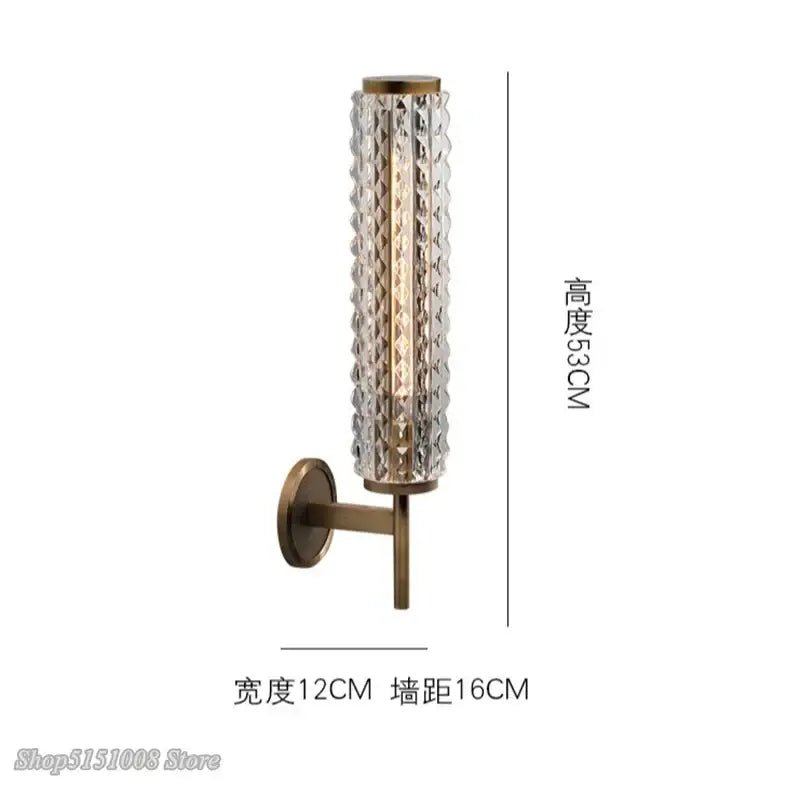 Modern brass and crystal copper wall sconce for living room lighting
