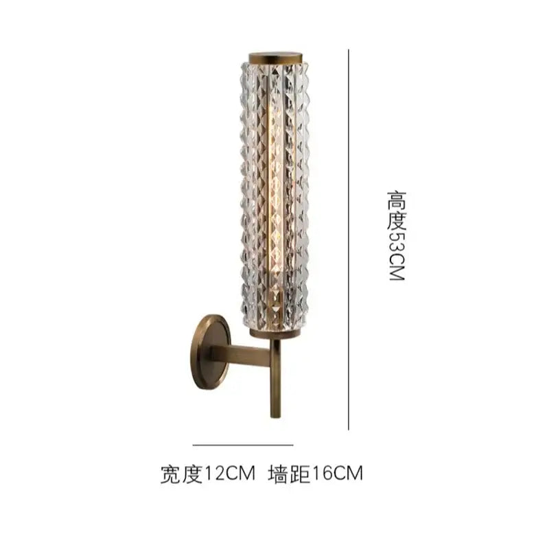 Modern brass and crystal copper wall sconce for living room lighting