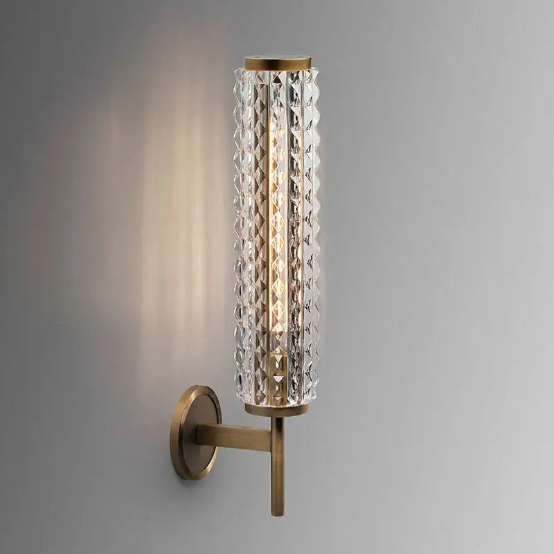 Modern brass and crystal copper wall sconce for living room lighting