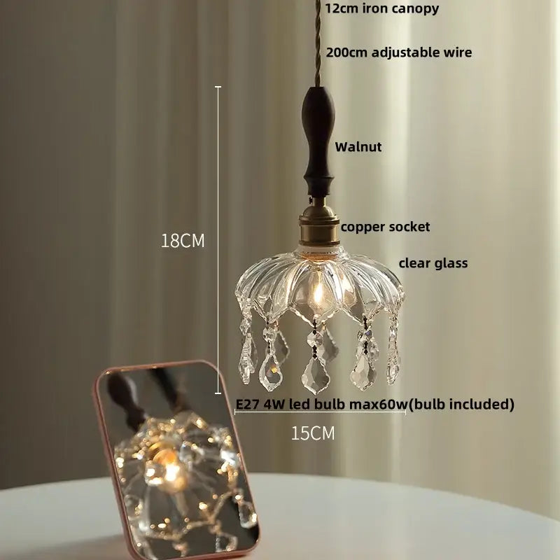 Modern brass and crystal glass led pendant lamp dining room