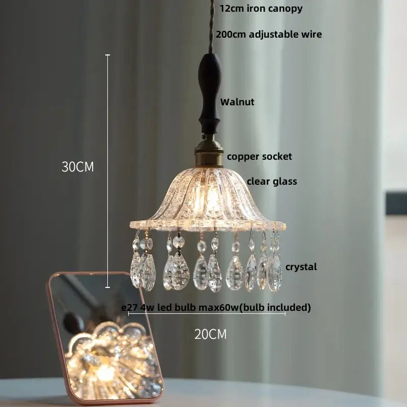 Modern brass and crystal glass led pendant lamp dining room