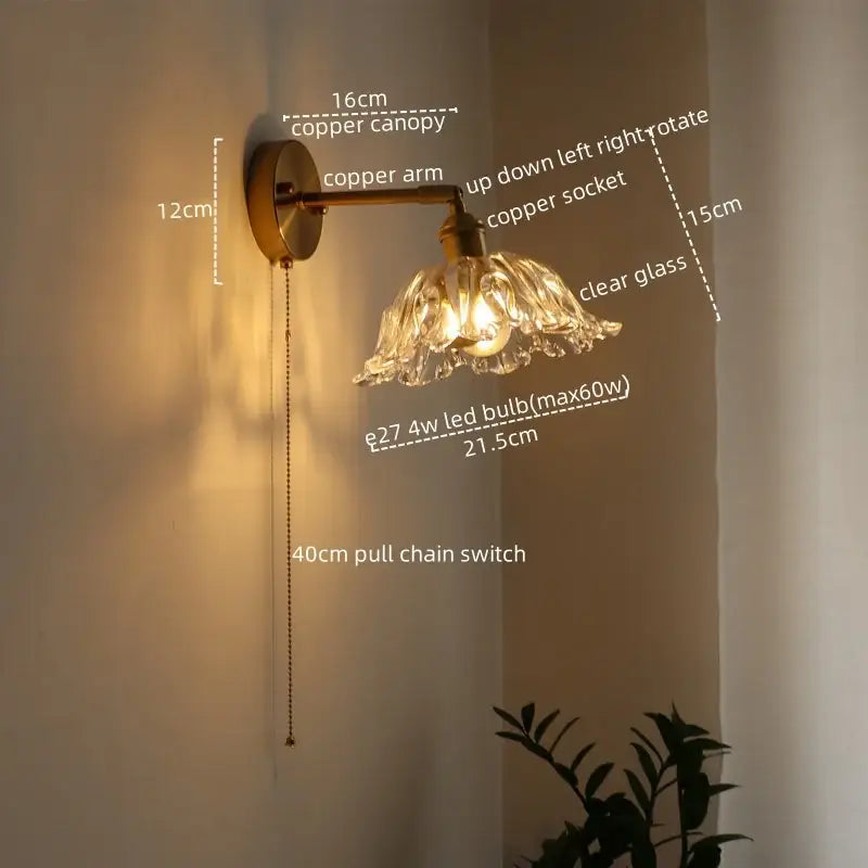 Modern brass and crystal led wall lamps bedroom sconce