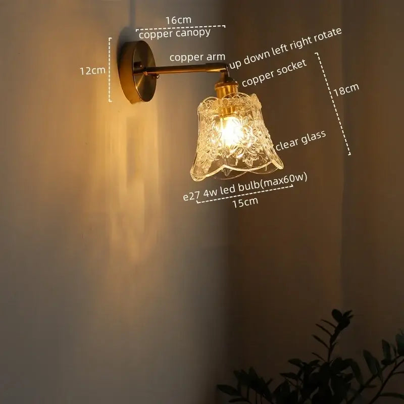 Modern brass and crystal led wall lamps bedroom sconce