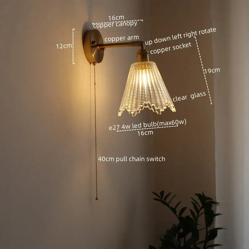 Modern brass and crystal led wall lamps bedroom sconce