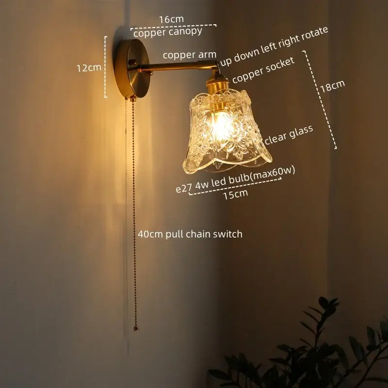Modern brass and crystal led wall lamps bedroom sconce