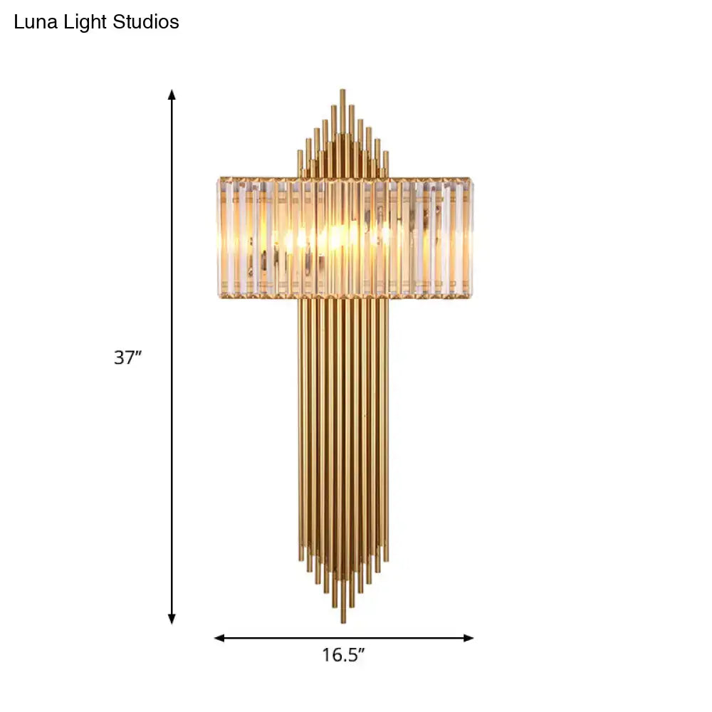 Modern brass and crystal rectangular wall lighting for bedroom