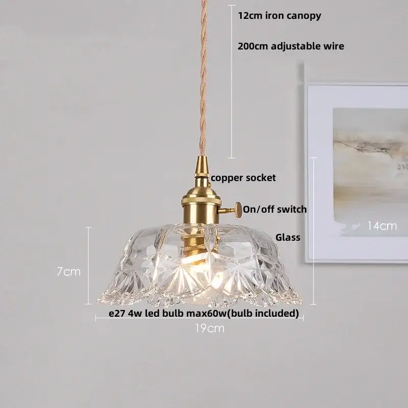 Modern brass and cut glass led pendant light for dining room