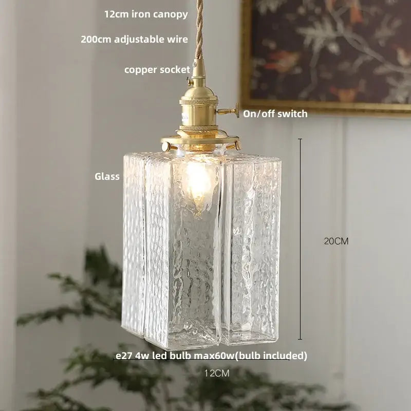 Modern brass and cut glass led pendant light for dining room