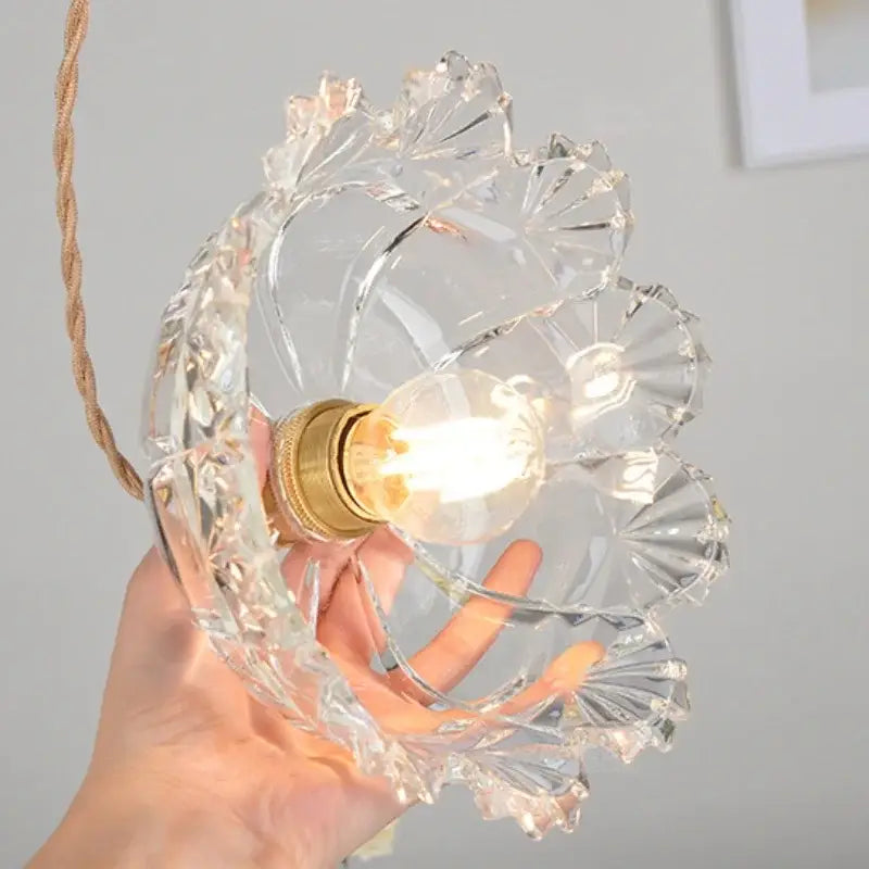 Modern brass and cut glass led pendant light for dining room