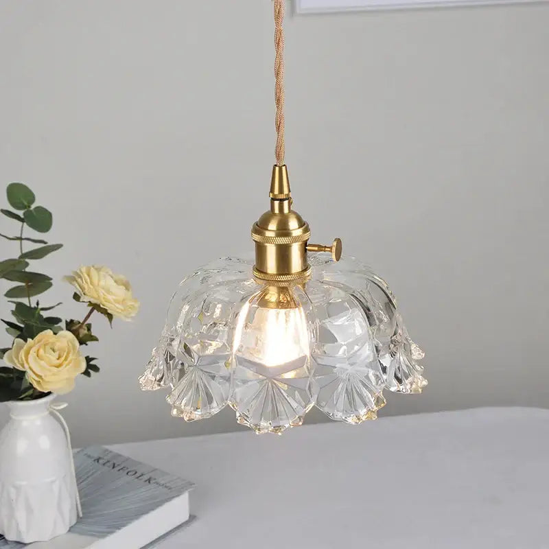 Modern brass and cut glass led pendant light for dining room