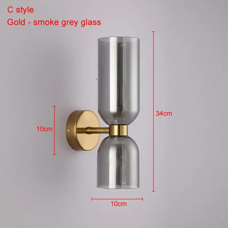 Modern brass and decorbites glass ball wall lamps bedroom sconces