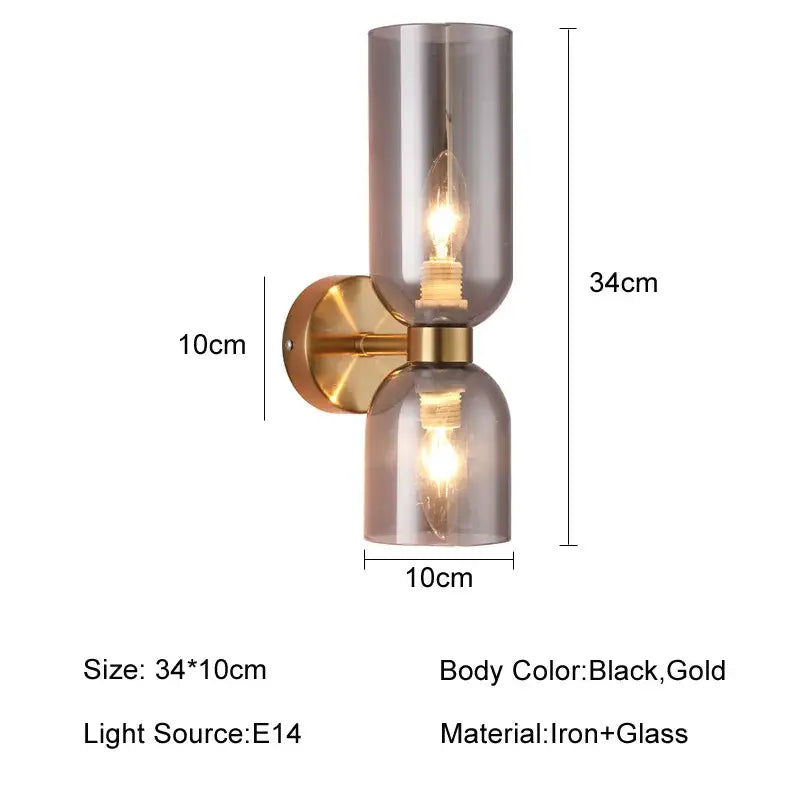 Modern brass and decorbites glass ball wall lamps bedroom sconces