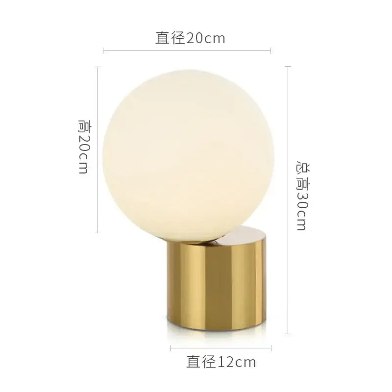Modern brass and decorbites glass circular table lamp for bedroom