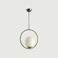 Modern brass and frosted glass ball pendant light dining room fixture