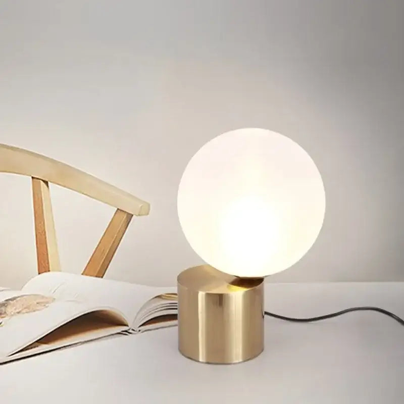 Modern brass and glass ball table lamp bedroom bedside light