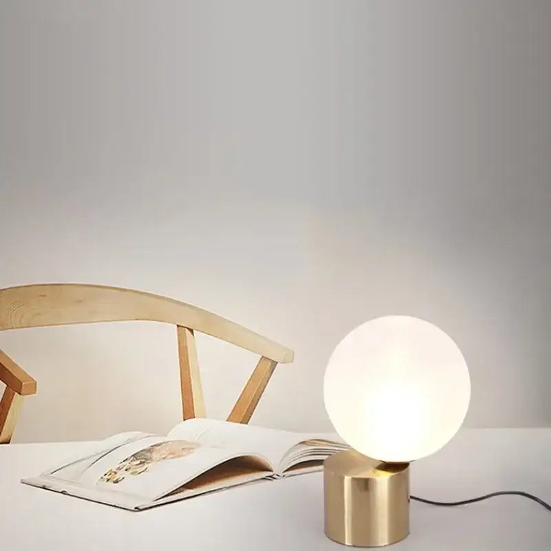 Modern brass and glass ball table lamp bedroom bedside light