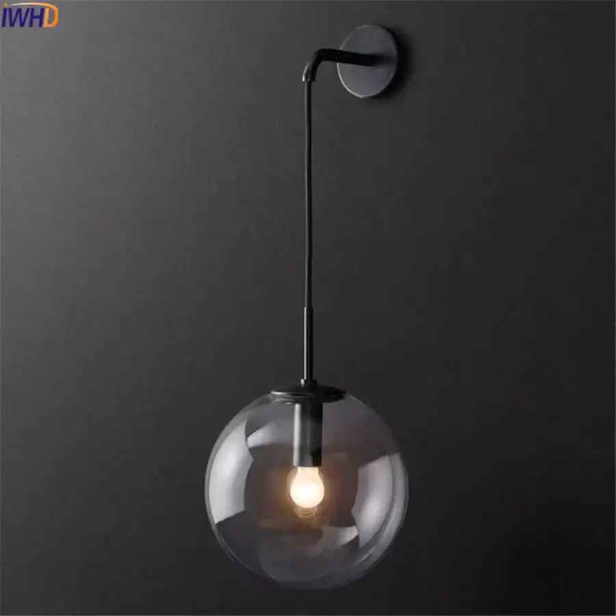 Modern brass and glass ball wall lamp bathroom sconce