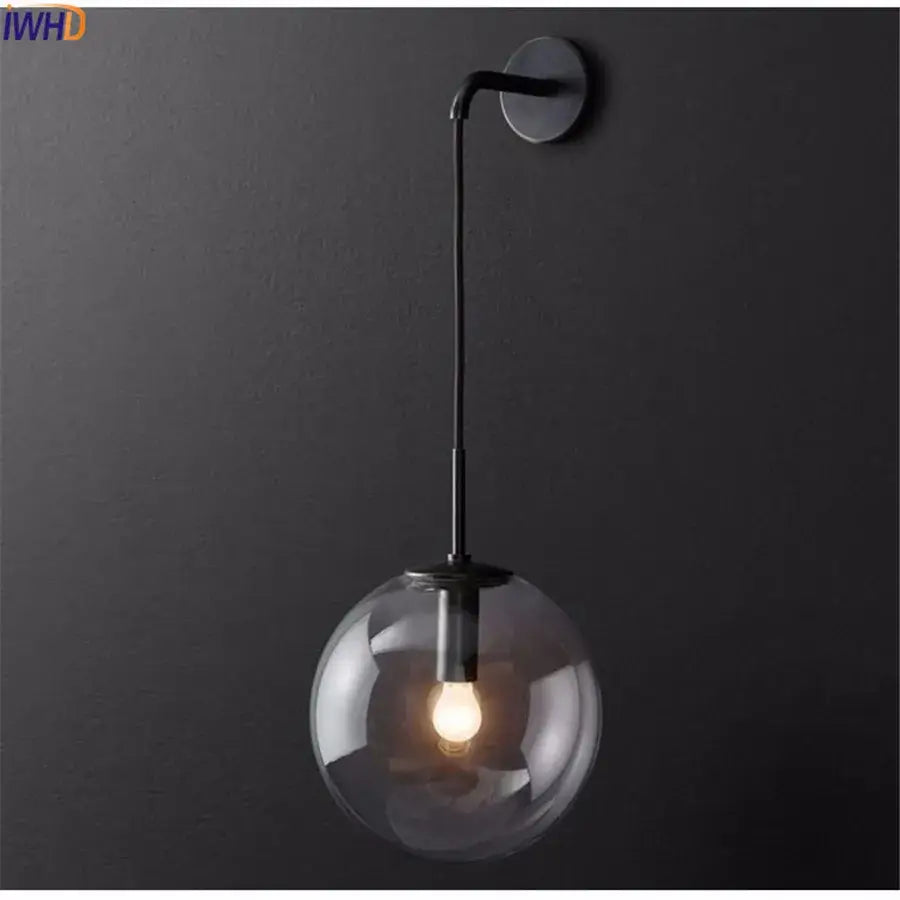 Modern brass and glass ball wall lamp bathroom sconce