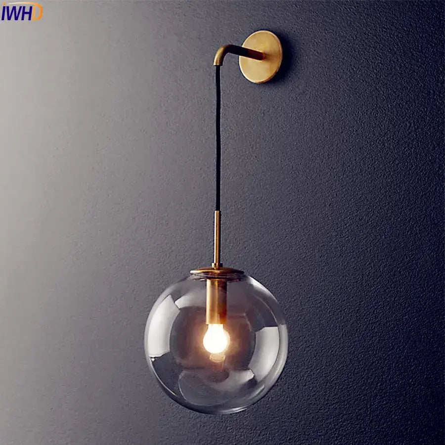 Modern brass and glass ball wall lamp bathroom sconce