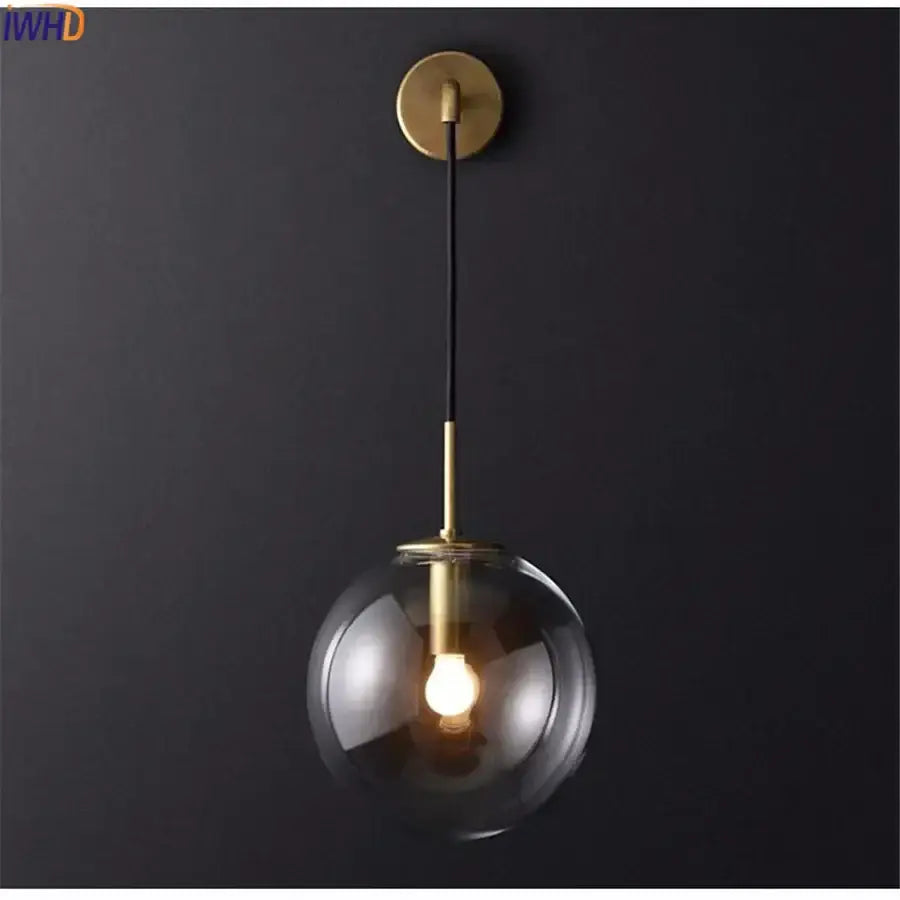 Modern brass and glass ball wall lamp bathroom sconce