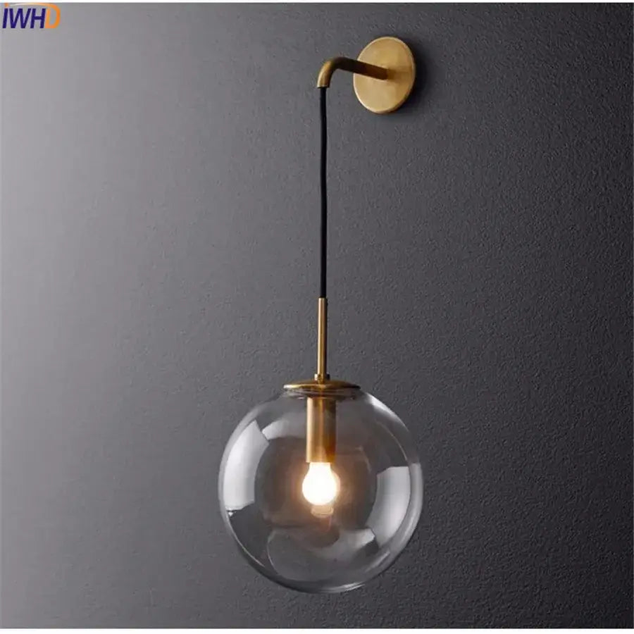 Modern brass and glass ball wall lamp bathroom sconce