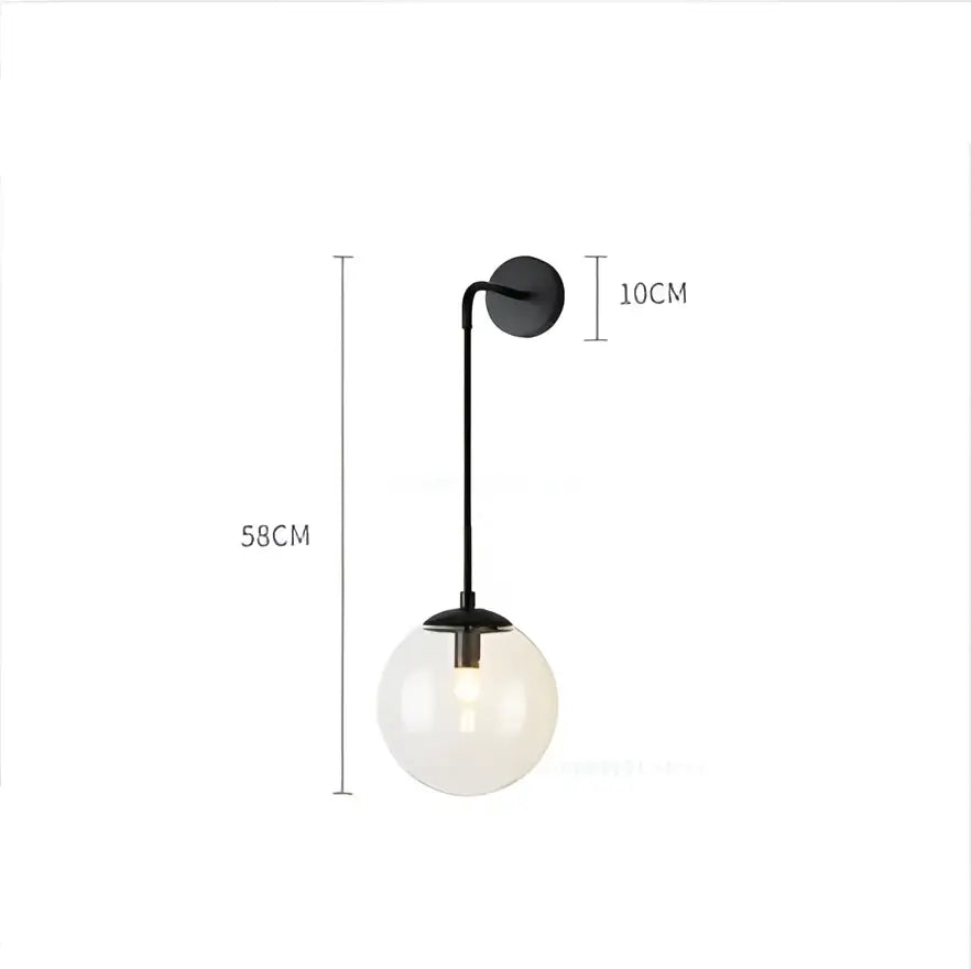 Modern brass and glass ball wall lamp for bedroom decor
