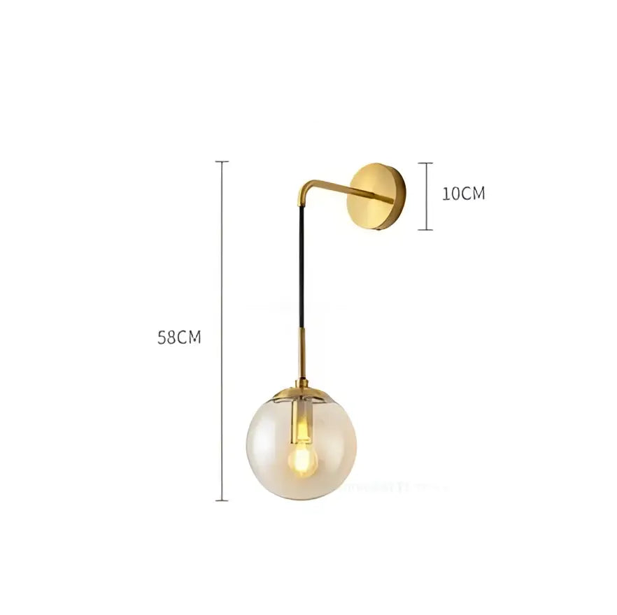 Modern brass and glass ball wall lamp for bedroom decor