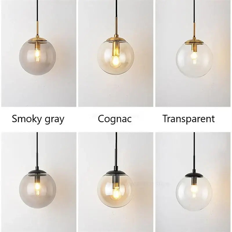 Modern brass and glass ball wall lamp for bedroom decor