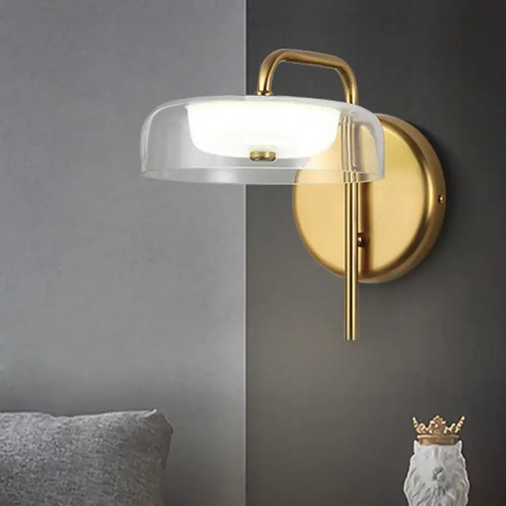 Modern brass and glass bedside wall sconce – bedroom light