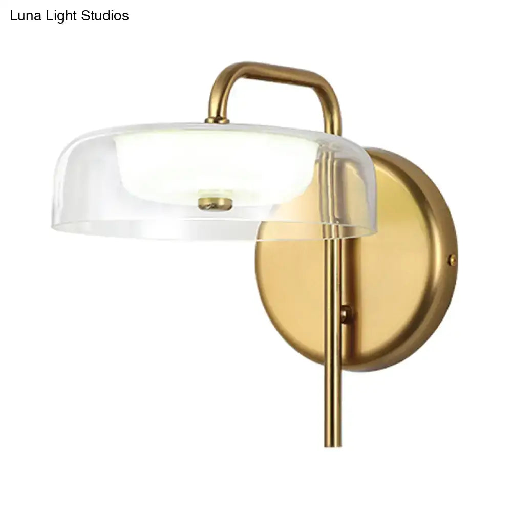 Modern brass and glass bedside wall sconce – bedroom light