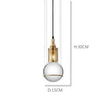 Modern brass and glass crystal ball led pendant light dining room