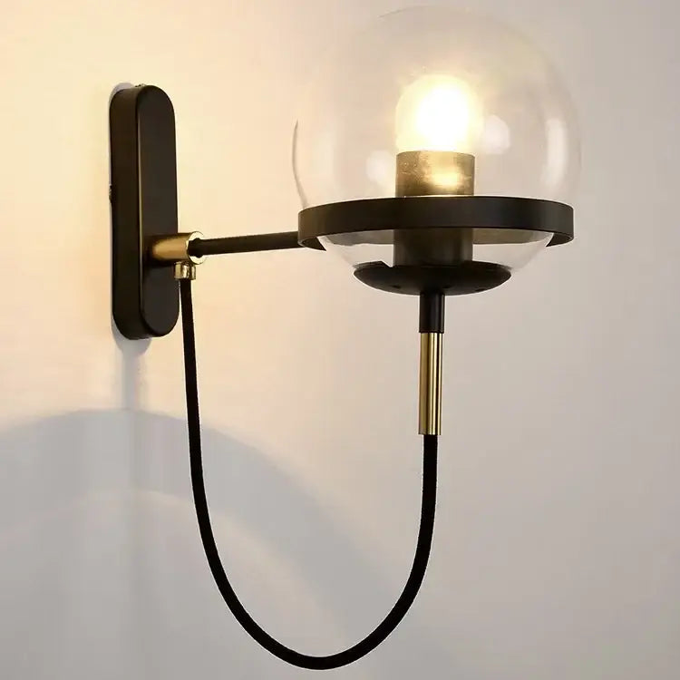 Modern brass and glass globe led wall lamps bedroom sconce light