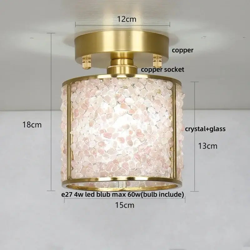 Modern brass and green crystal glass led ceiling light bedroom