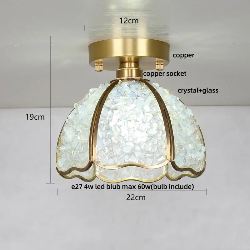 Modern brass and green crystal glass led ceiling light bedroom