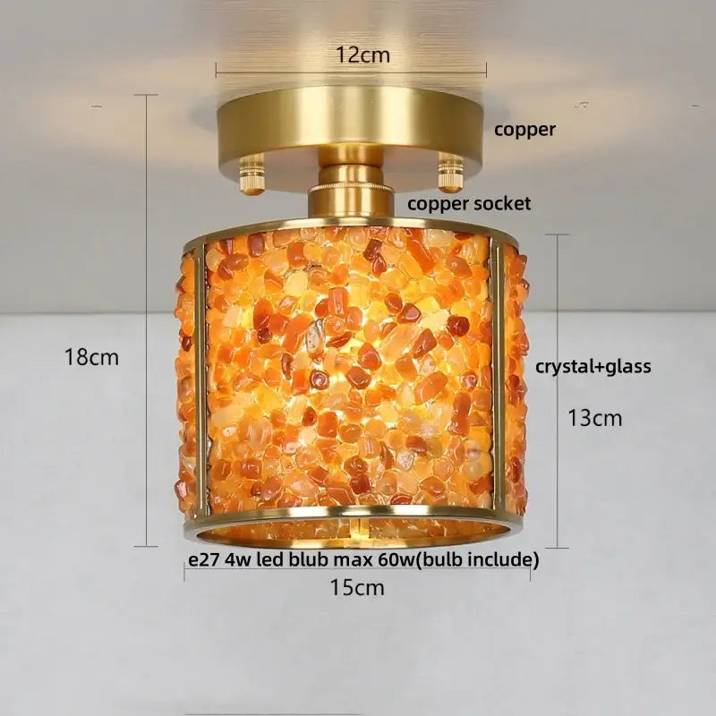 Modern brass and green crystal glass led ceiling light bedroom